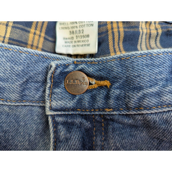 NWOT Vtg LL Bean Flannel Lined Jeans Mens 38x32 Blue Straight Leg Comfort Waist - Picture 5 of 8